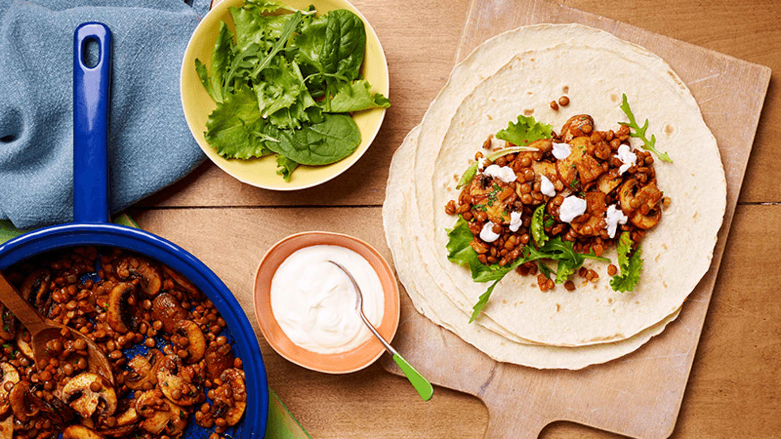 Vegetarian Mushroom and Lentil Wraps